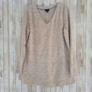 J.jill Wearever V Neck Long Sleeves Shirt  Rayon Blend Brown Sz M Tall